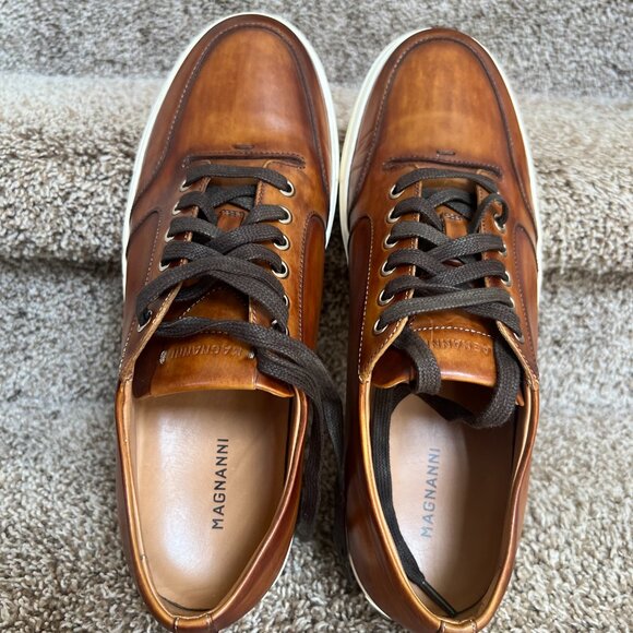 Magnanni Men\'s Toffee Leather Lace-Up Low Top Sneaker Shoes Size 11.5 M main image 4